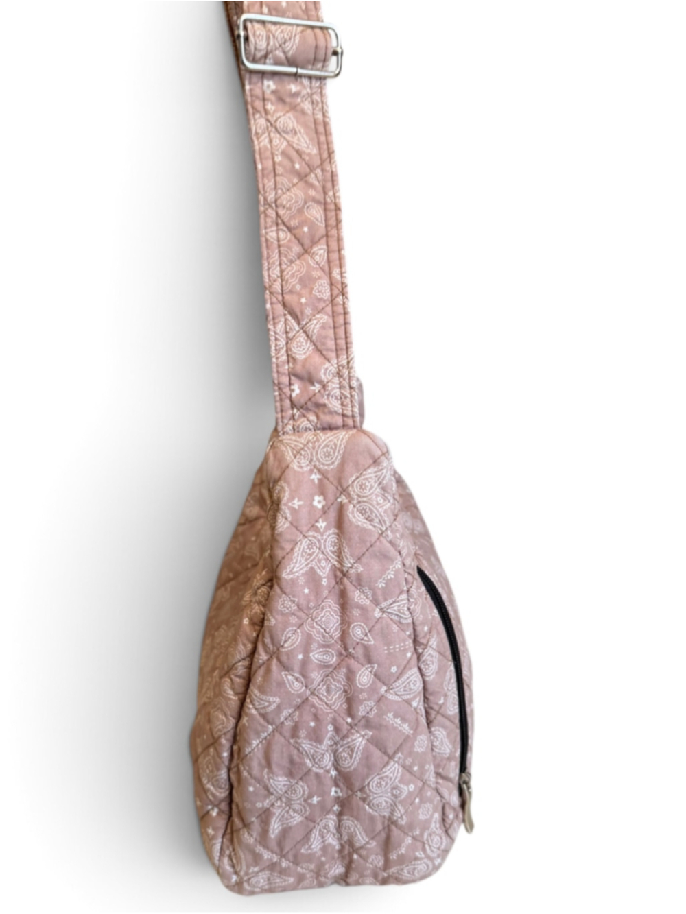 by tavi Quilted Paisley Hobo Bag Brown Mauve Bandana Crossbody Shoulder Purse - Picture 3 of 8